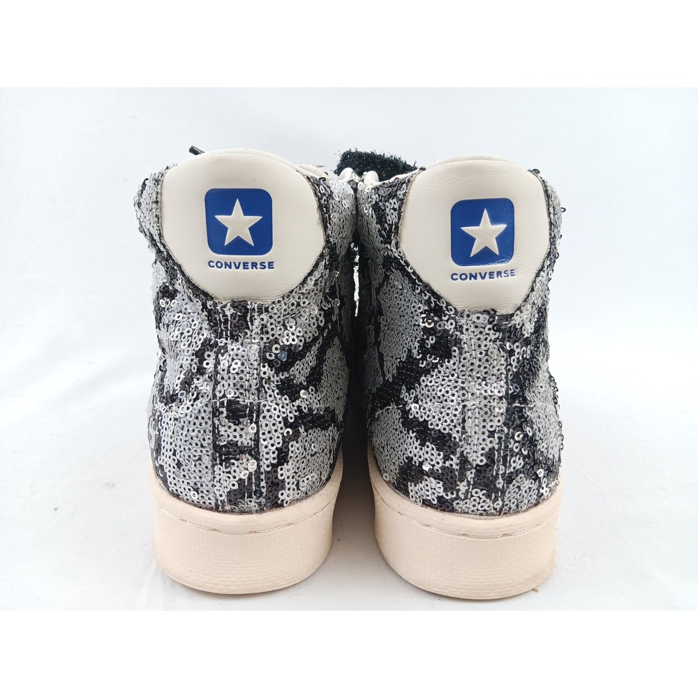 Converse Pro Leather High Top Sequin Snakequins Black Silver Sneakers Women's‎ 9 - Picture 5 of 11